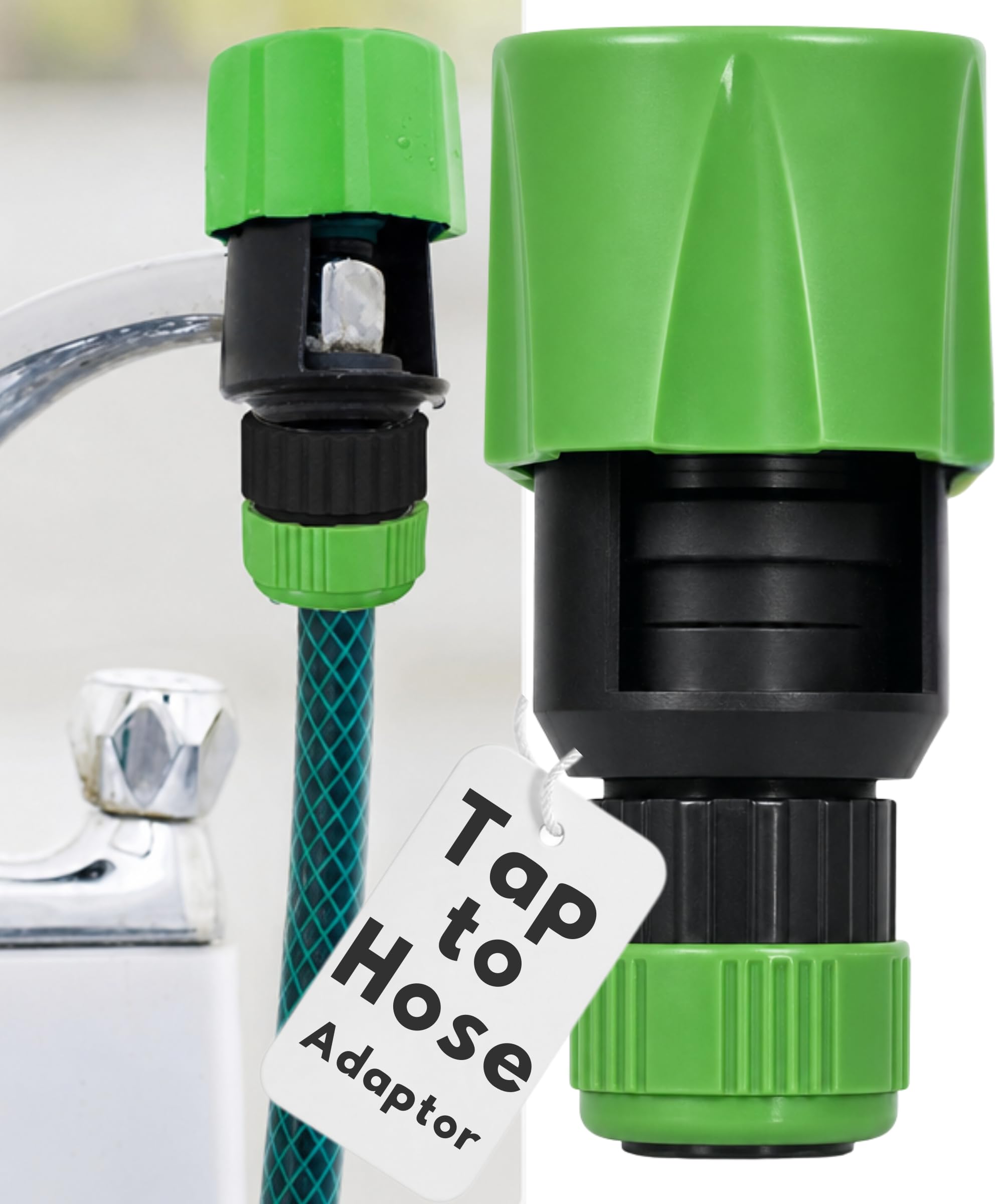 Electoys Tap Hose Connector Faucet - DIY Garden Watering Connector - Universal ABS Plastic Adapter for Kitchen & Basin Taps - Includes 2 Washers for Leak-Free Connection - Durable Gardening Gadget