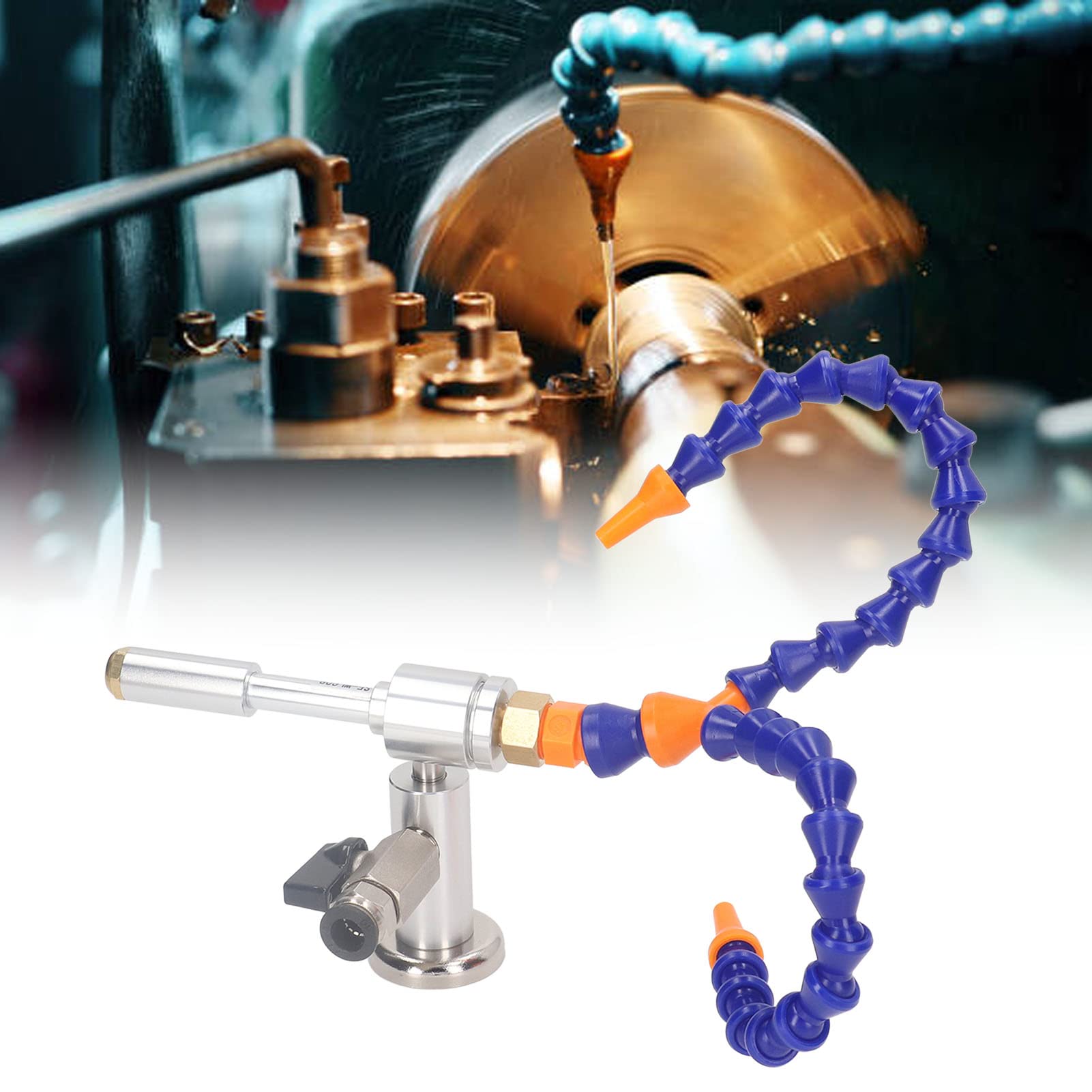 Juego de pistola de enfriamiento de aire frío para procesamiento industrial de metales y madera: incluye tubo flexible de doble extremo, conectores, válvula y base magnética, con