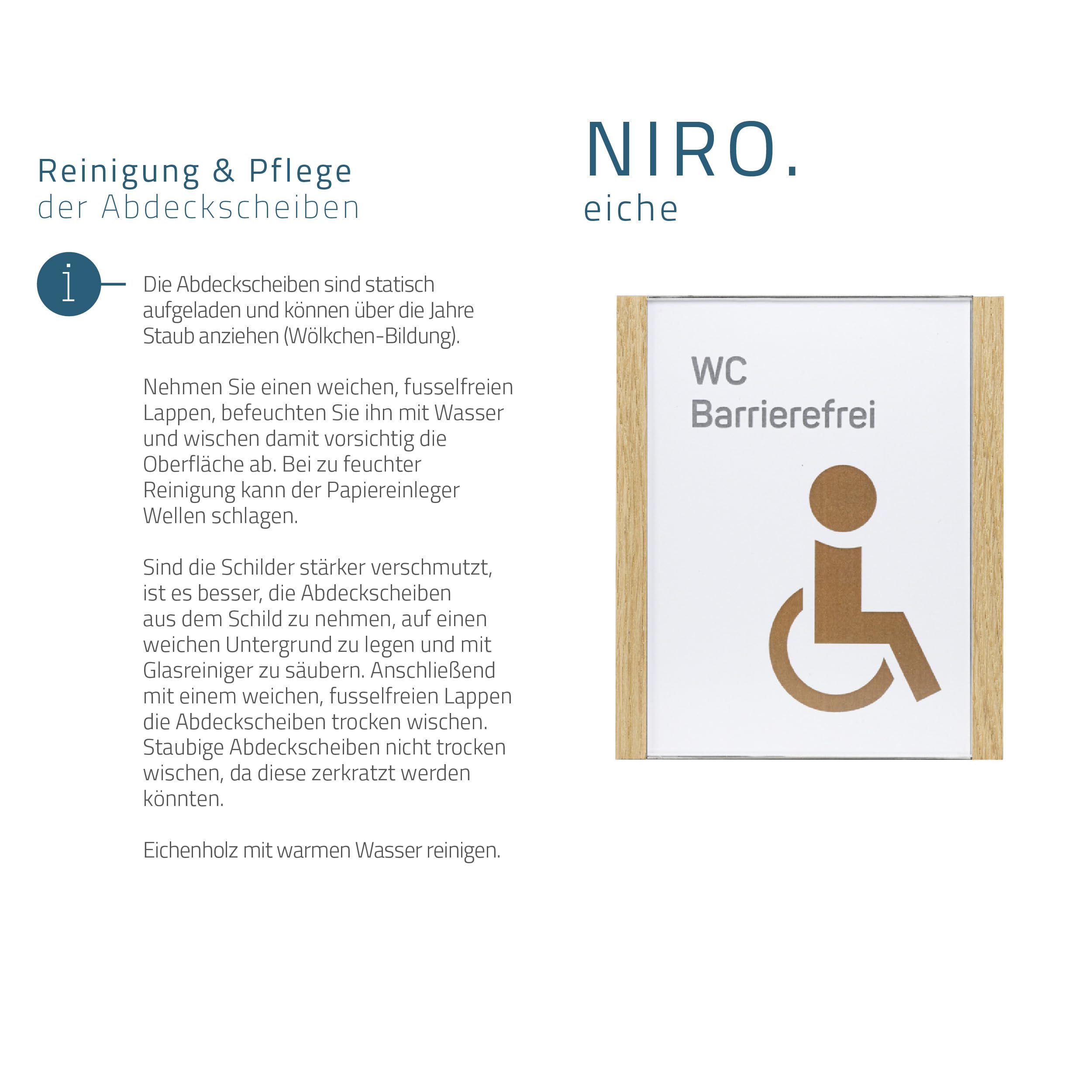 NIRO.clic-eiche Türschild 5er-Set – Edles Edelstahlschild mit Eichenholz-Abschlüssen – Büroschild mit entspiegelter Acrylabdeckung – Made in Austria (5 Stück, 124,5 x 150,5 (A6))
