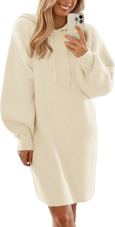 PRETTYGARDEN Womens Fall Sweater Dress Casual Long Sleeve Chunky Knit Pullover Oversized Hoodie Tunic Sweaters Winter Clothes