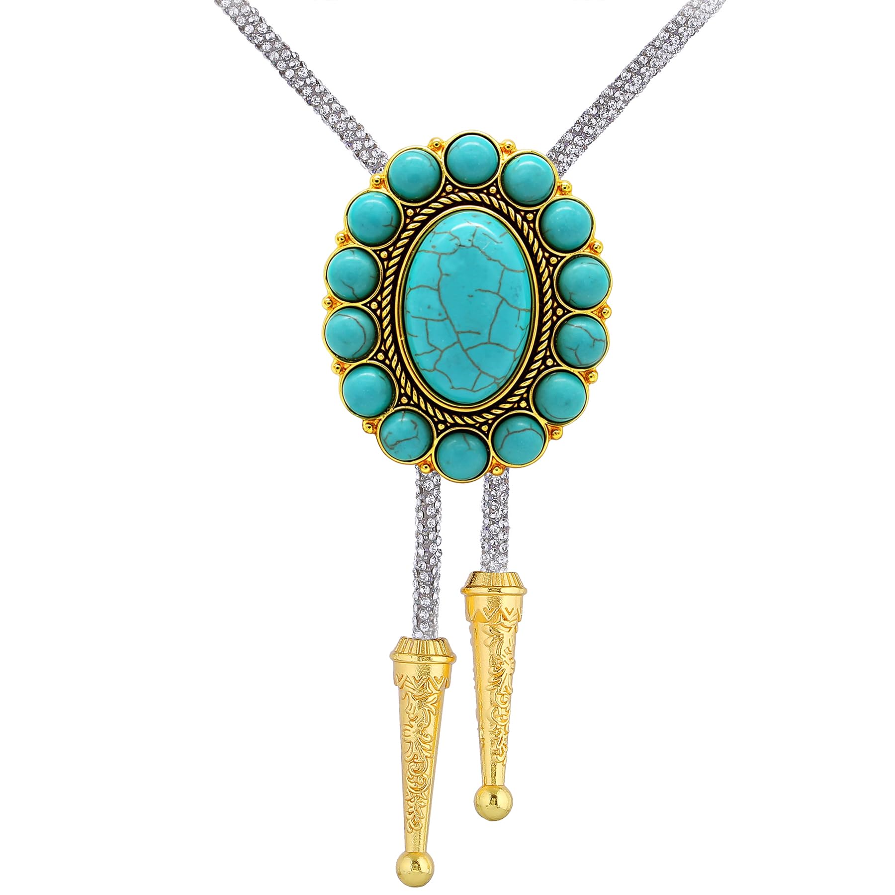 GelConnie Bolo Tie for Men Women Western Cowboy Turquoise Leather Necktie