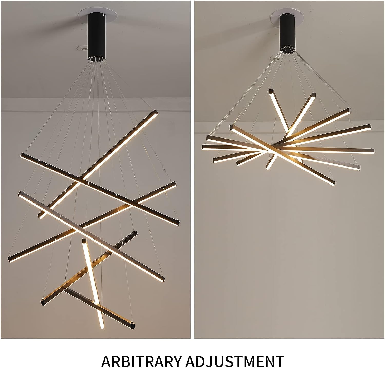 Lámpara de araña LED Ajustable con Control Remoto, lámpara Colgante Moderna para Comedor, luminaria de Techo Negra para Cocina, lámpara Colgante Regulable, Montaje Empotrado, decoración eleg