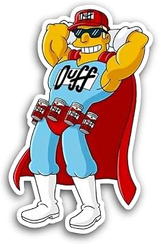 2 Pieces 3" and 5" Cartoon Duffm@n Sticker, Waterproof Vinyl Decals for Many Purpose Like Cars, Trucks, Laptops, Phones, Windows and More