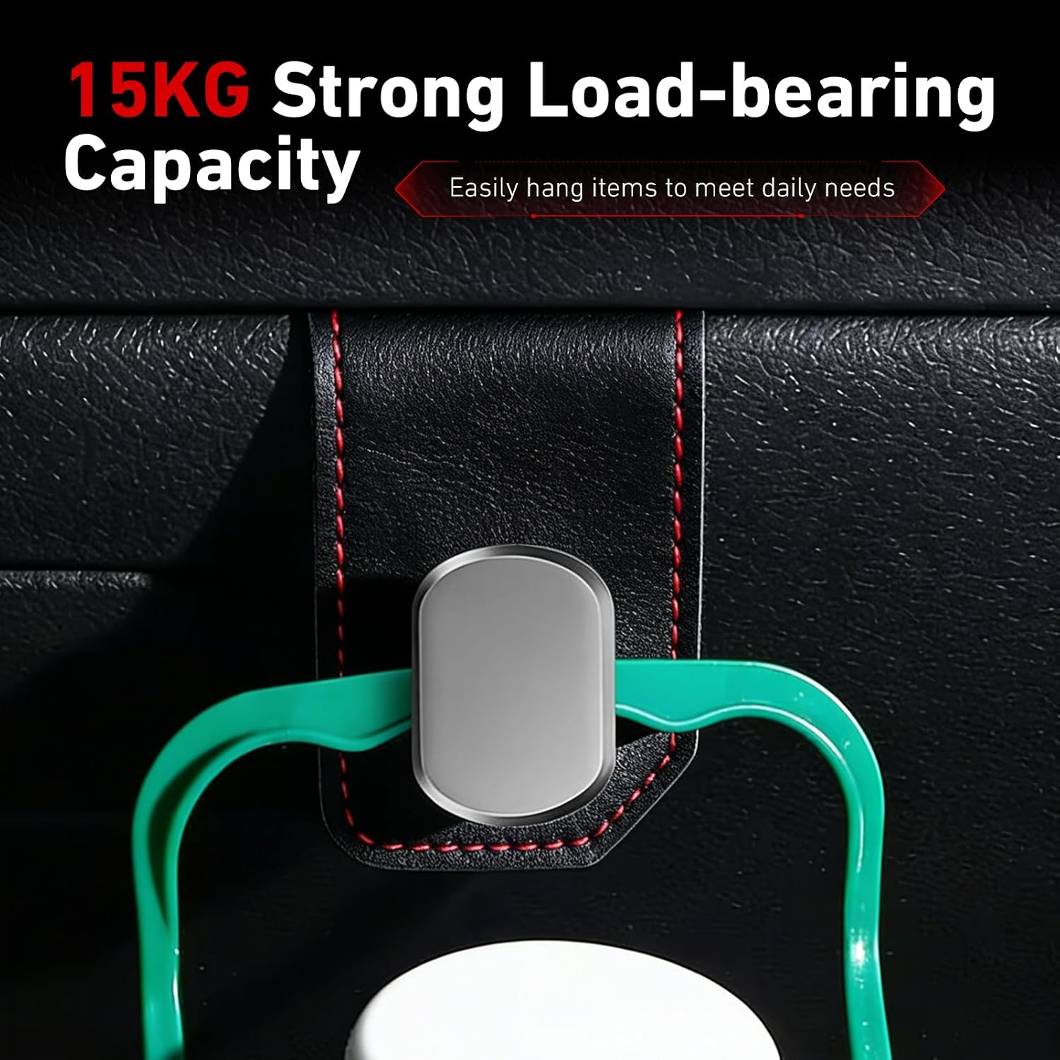 2 PCS Double Hooks Car Glovebox Hanger, Anti-Scratch Co-Pilot Side Storage Hook, Auto Purse Handbag Grocery Bag Organizer, Universal for Most Cars SUVs Trucks (Black) image 4