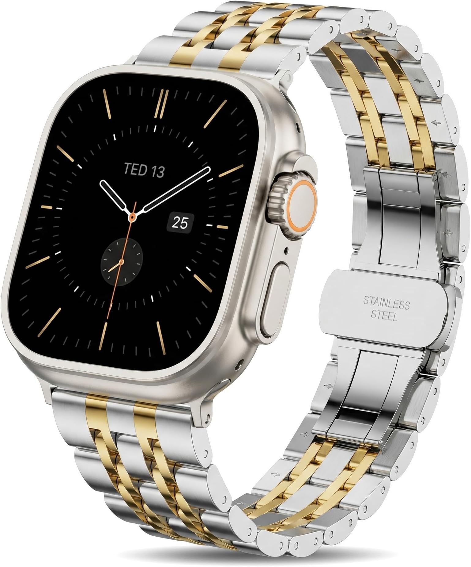 Solid Stainless Steel Band Compatible with Apple Watch 49mm 46mm 45mm 44mm 42mm 41mm 40mm 38mm, Metal Strap for iWatch Series Ultra/Ultra2/10/9/8/7/6/5/4/3/2/1 SE Women and Men