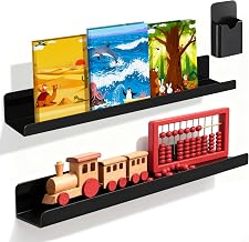 2 Pcs Magnetic Book Shelf for Whiteboard & 1 Pc Pen Holder, Strong Adsorption Reusable Acrylic Book Display Holder for Teacher Classroom Office Refrigerator (Black)