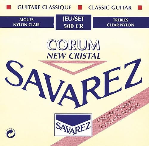 Savarez NT 500CR - Guitarra clásica de tensión normal con agudos de cristal, bajos corum, juego completo de 6 cuerdas y 500CJ de alta tensión de