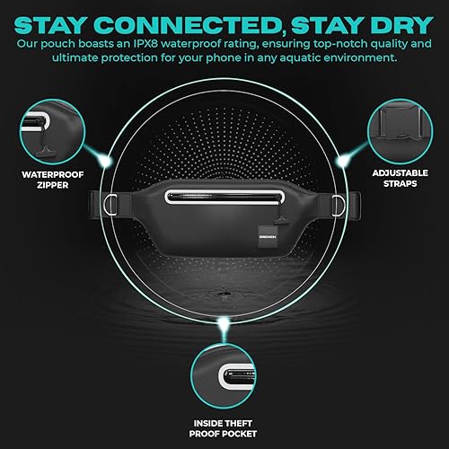 Miniatura 4 de Drench Riñonera 100% impermeable bajo el agua. Riñonera. Bolsa sumergible impermeable para teléfono. Bolsa seca para nadar y esnórquel. Funda para