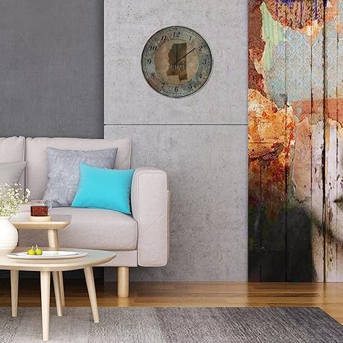 Miniatura 4 de HIGOSS Reloj de pared Mississippi de 12 pulgadas, funciona con pilas, sin tictac, relojes de pared acrílicos para sala de estar, comedor, baño,