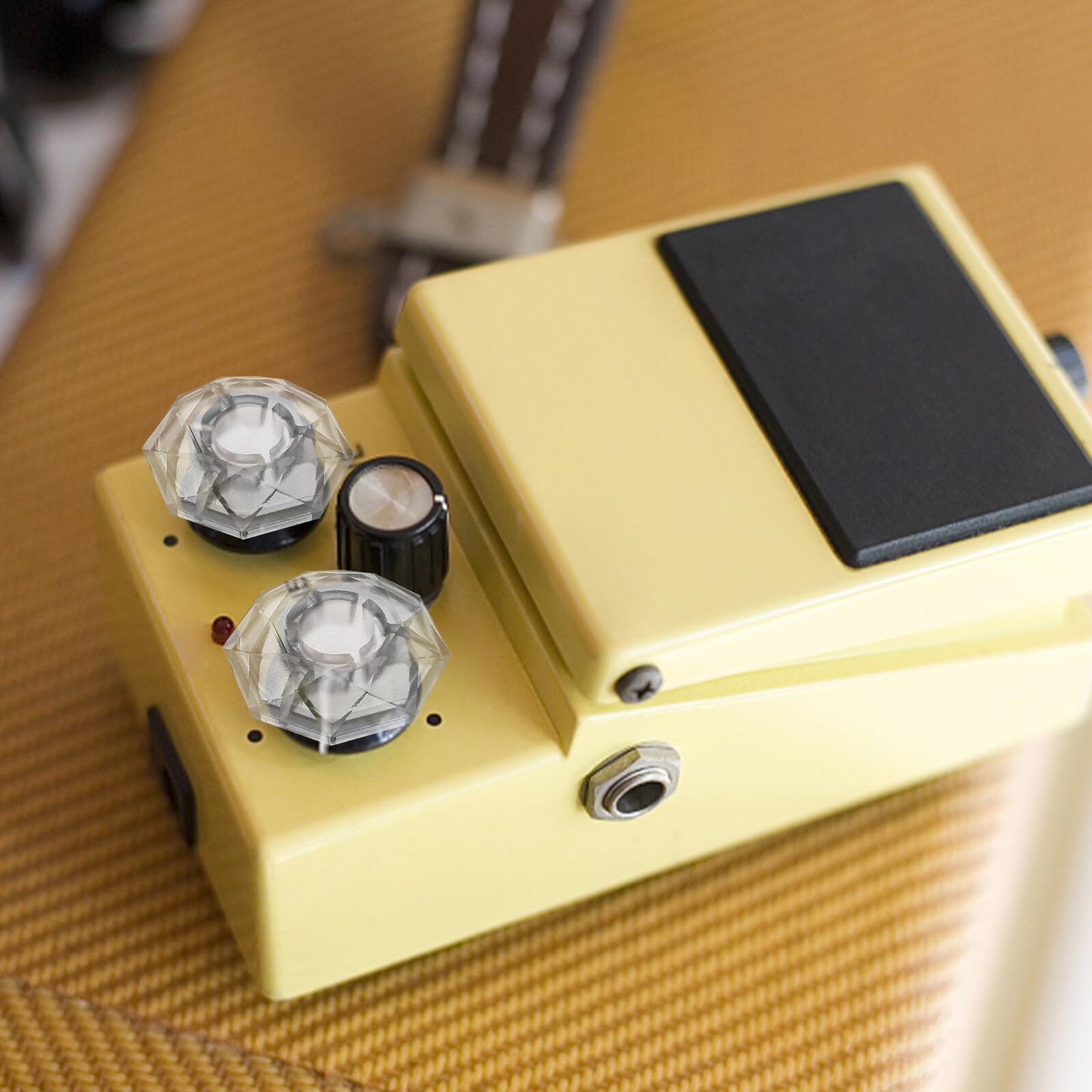 4 Sztuki końcówki ów osłony pokręteł ów efektów nakładki na przyciski akcesoria do ochraniacz nakładki na Pedal gitarowy Transparent