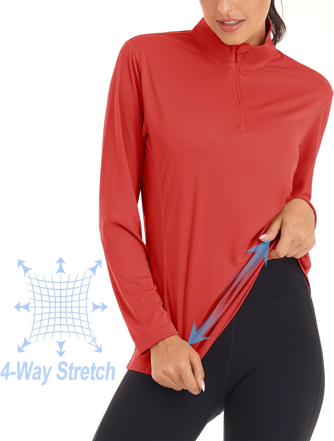 MAGCOMSEN Women's Shirts Long Sleeve 1/4 Zip UPF50+ UV Sun Protection Quick Dry Workout Hiking Athletic Shirts Rash Guard - Image 4