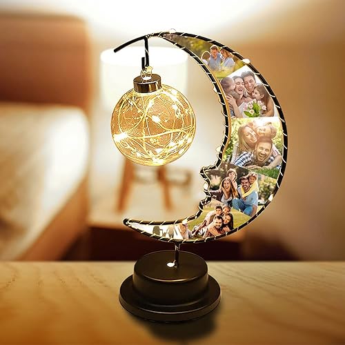 Miniatura 3 de Qingxily Luz de luna personalizada con 4 imágenes, lámpara de luna con foto personalizada, lámpara de luz nocturna personalizada, día de San
