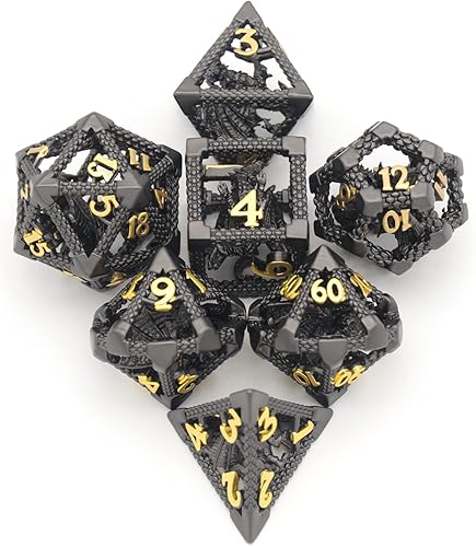 Miniatura 2 de Dados D&D, juego de dados de metal HNCCESG, juego de dados poliédricos huecos para juegos de rol D y D, dados de inicio para RPG MTG, juegos de mesa