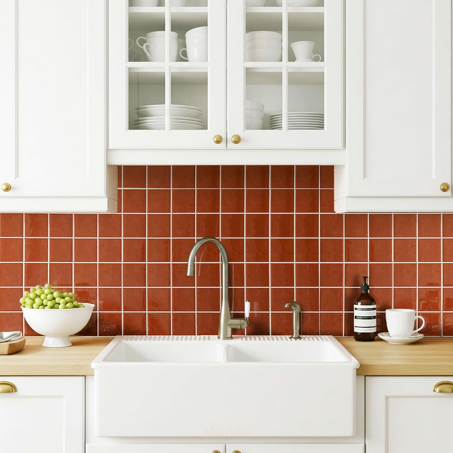 3D Glossy Peel and Stick Wall Tiles - 10 Pcs 11.61'' x 11.61'' Waterproof PVC Square Self-Adhesive Backsplash for Kitchen, Bedroom, Living Room, Bathroom, RV, Easy DIY Installation, Red