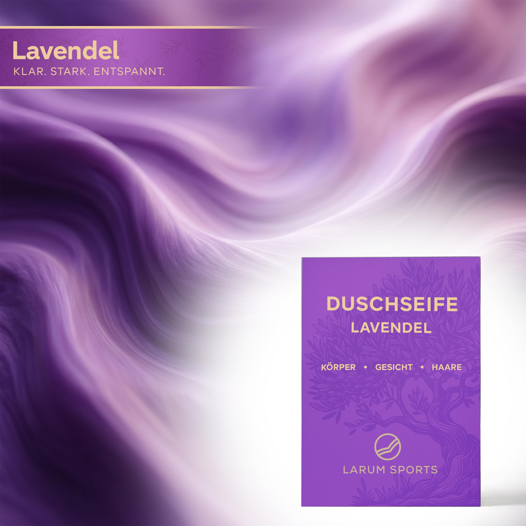 larum sports feste Duschseife Frauen 3 in 1, Lavendel, 10x 85 g | Festes Shampoo, Seife Stück, 3 in 1 Haare Körper Gesicht, Naturseife, vegane Körperseife, festes Duschgel