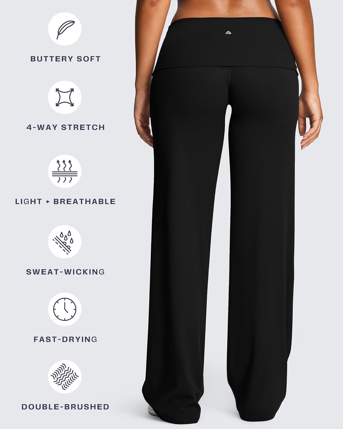 Aoxjox Women's Workout Athlenza Fold Over Waist Straight Leg Bottoms Lumastretch™ Gym Yoga Pants 31"/33"/35" - Image 7