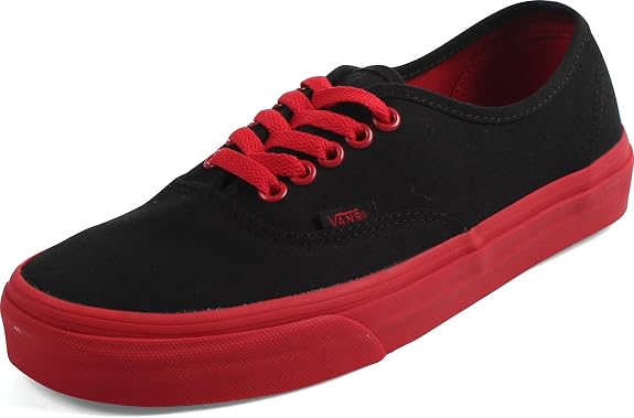black and red vans with straps
