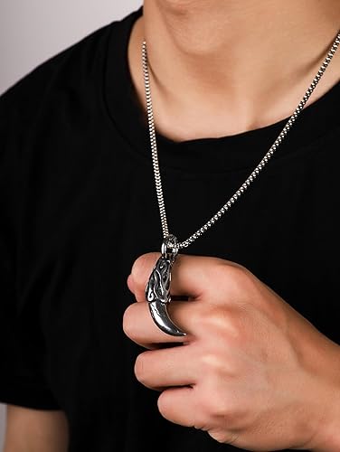 Miniatura 7 de HAQUIL Collar de diente de lobo, colgante de tótem de colmillo de diente de lobo tribal, regalo de joyería de lobo para hombres