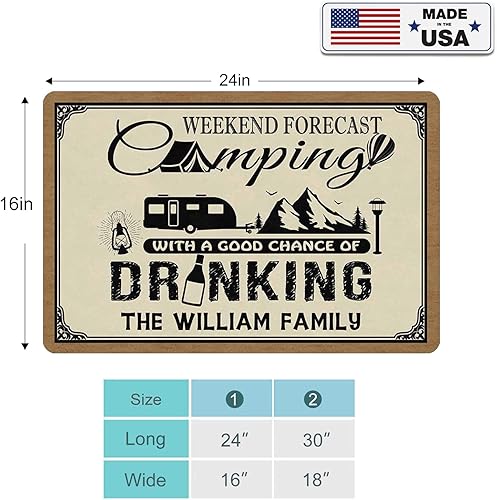 Miniatura 23 de Magimagine Tapete personalizado para puerta de camping con texto, tapete personalizado para cámper, accesorios personalizados, decoración de Multi