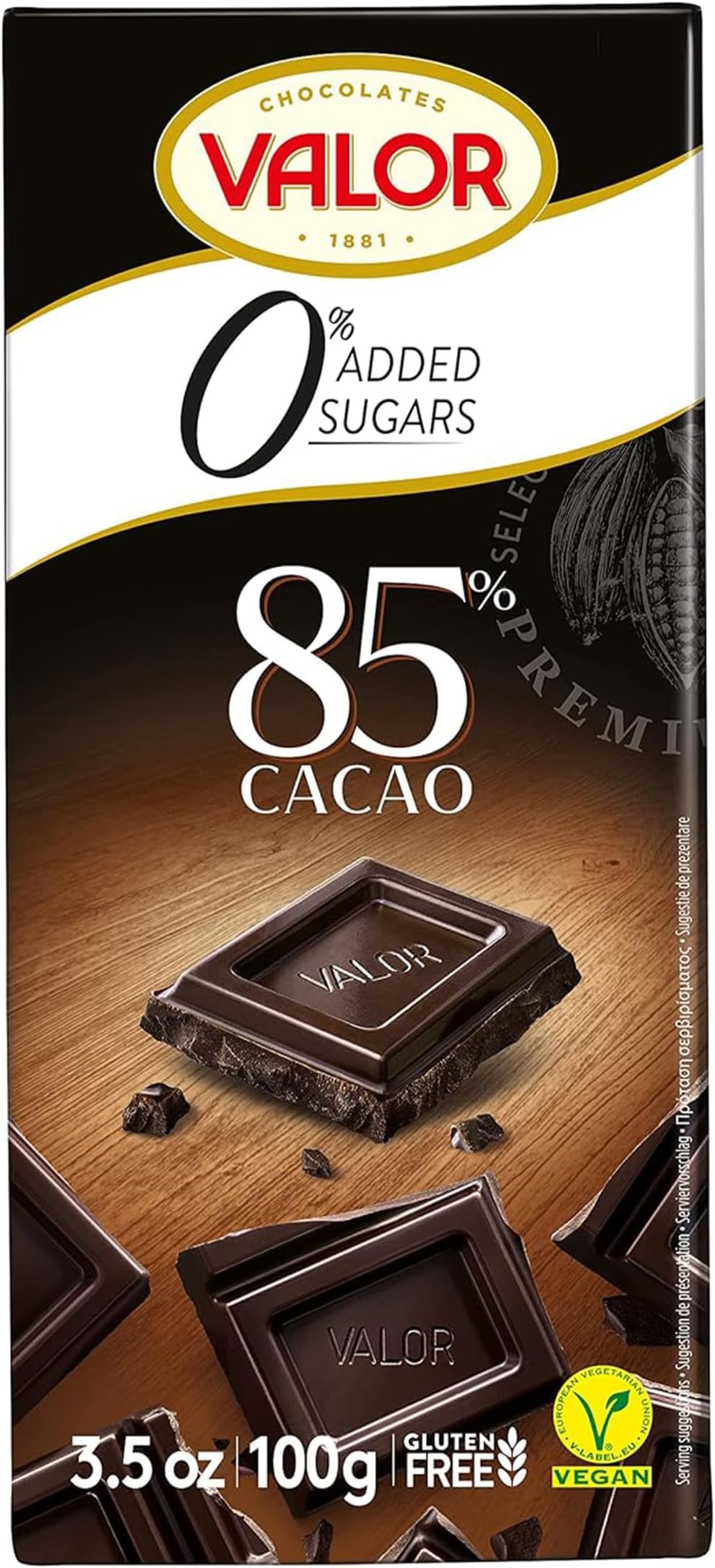 Valor Dark Chocolate 85% No Sugar 100G