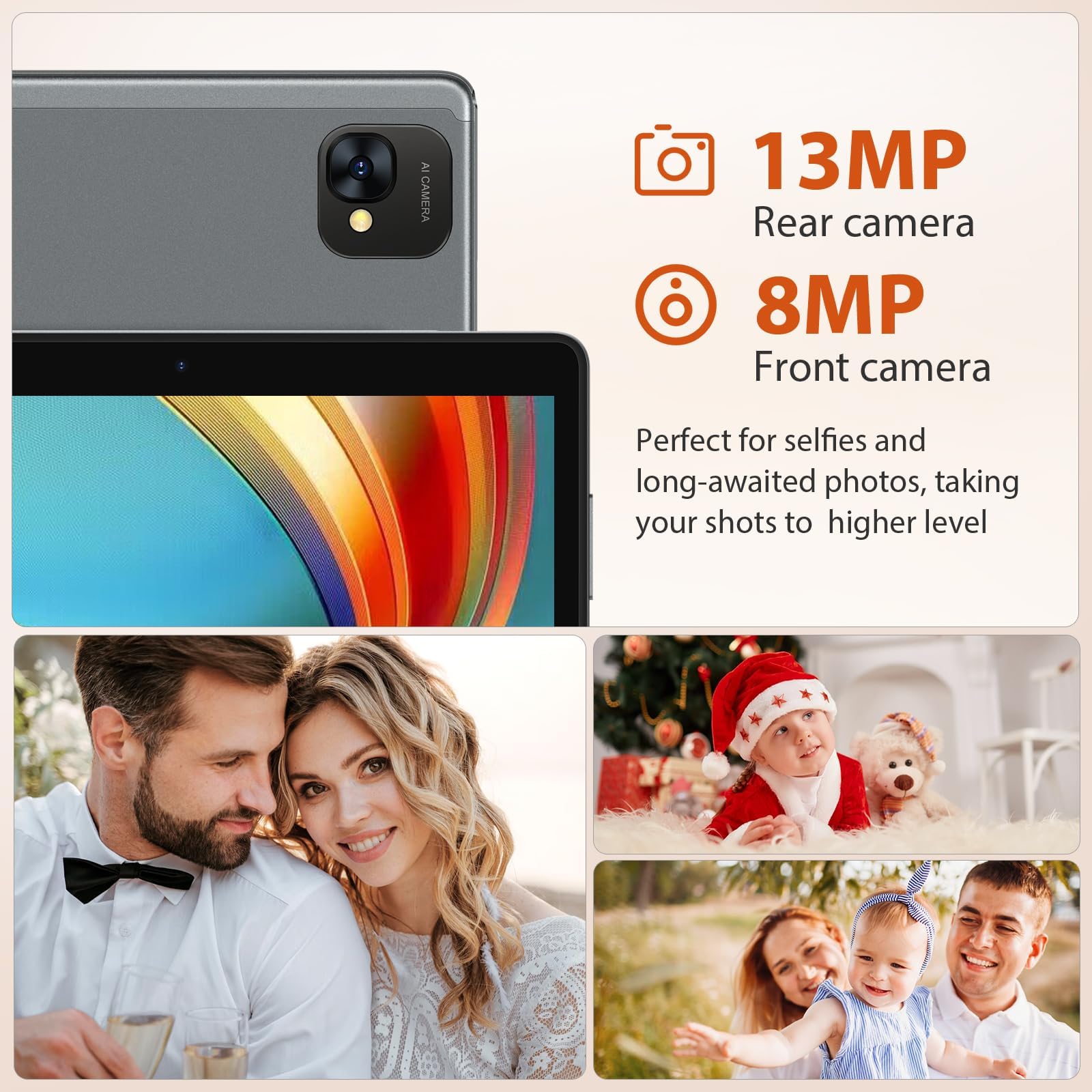 Tablet 10 Pollici Android 14, 36GB RAM 128GB ROM,(1TB TF), Octa-Core,2.0Ghz 5G WiFi,1920x1200 Incell,8000mAh,13MP+8MP,BT5.0/GPS 2 in 1 Tablet con Tastiera Mouse, Grigio