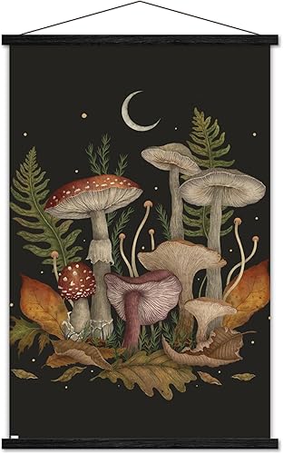 Vista 13 de Trends International Episodic Drawing - Autumn Mushrooms Wall Poster with Magnetic Frame Premium Print and White Hanger Bundle,Premium Print and