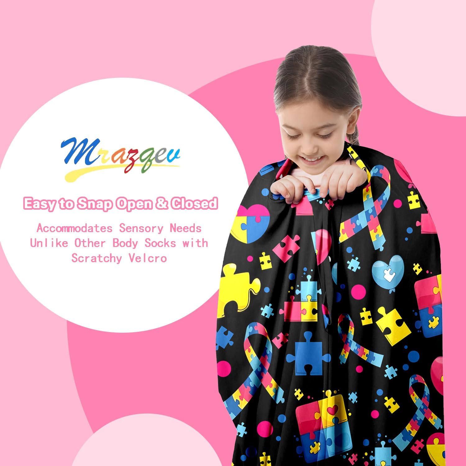 Autism Black Movement Stretchy Sensory Body Socks - ADHD and Improve Sensory Processing Sox - Help Children with Autism (Medium)