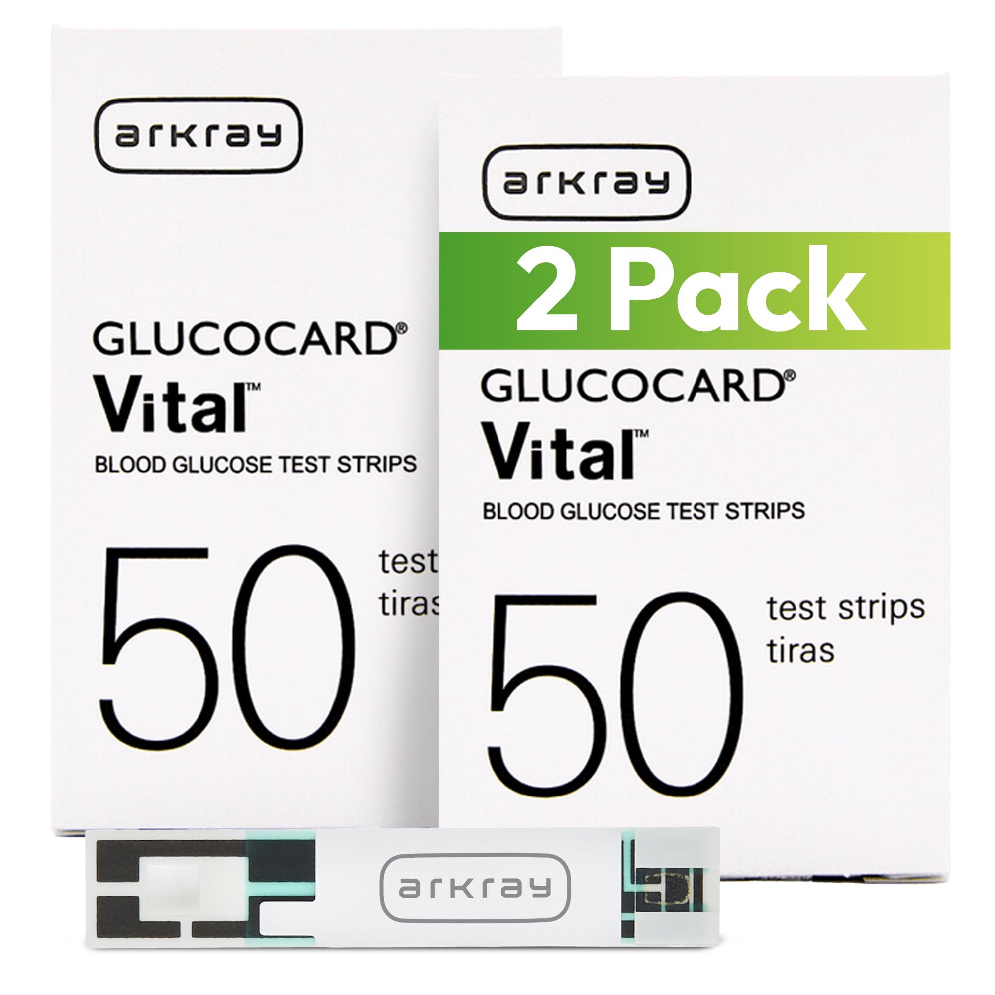 ARKRAY GLUCOCARD Vital Blood Glucose Test Strips – No Coding Required, Fast 7-Second Results, 0.5 Microliter Sample Size – Compatible with GLUCOCARD Vital Glucose Meter, 100 Count (2 Packs of 50)