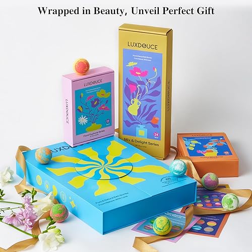 Miniatura 2 de Paquete de 48 bombas de baño, bombas de burbujas aromáticas con 18 aromas, relajante y nutritiva para la piel, regalo ideal para mujeres en Navidad,