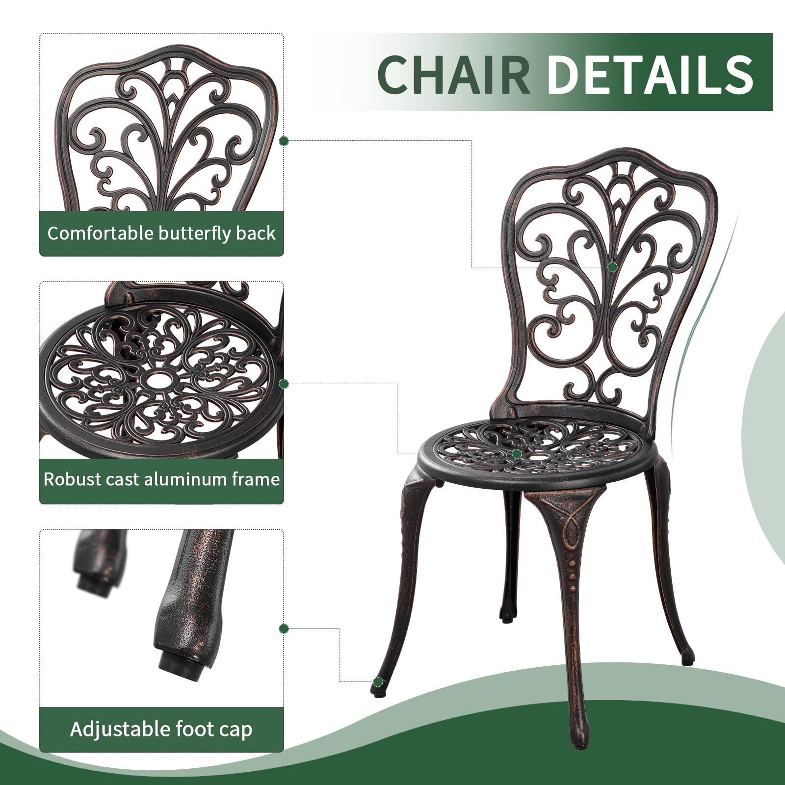 Snapklik.com : Withniture 3 Piece Patio Set Outdoor Bistro Set,Cast ...