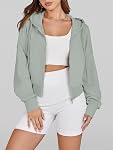 Oyamiki Surdimensionné Zip Up Hoodies pour femmes Drop Pockets Epaules Sweatshirts Automne Vestes Veste Automne Femme