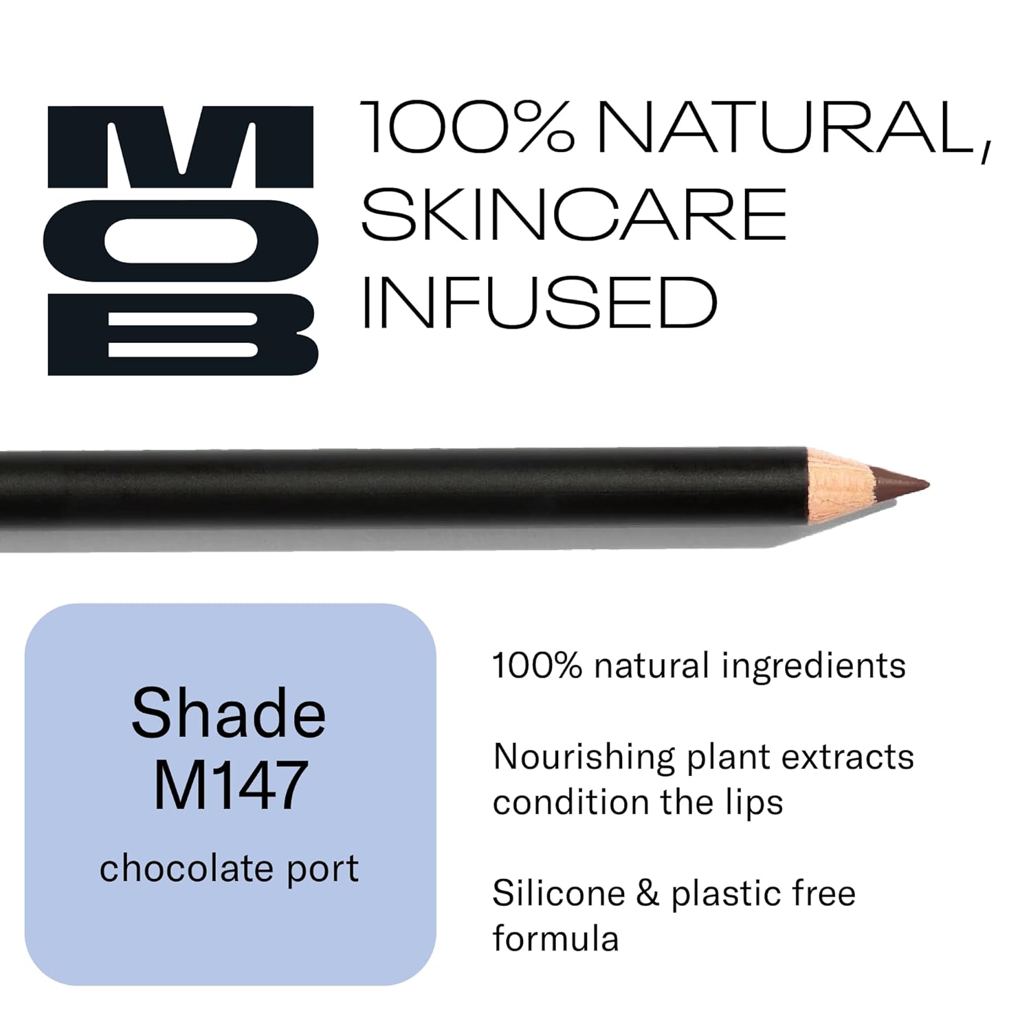 MOB Beauty Smooth Precision Waterproof Lip Liner M147 Chocolate Port – Long-Wearing, Glide-On Formula with 100% Natural Ingredients, Vegan and Cruelty-Free, Plastic-Free Formula and Packaging - Image 2