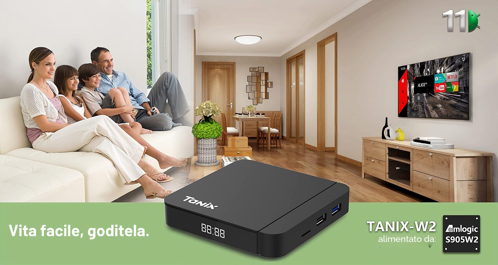Tanix W2 Amlogic S905W2 Quad Core RAM 4GB ROM 64GB Dual WiFi 2.4G/5.8G BT4.2 4K 6K AV1 Home Smart Media Player Set Top Box