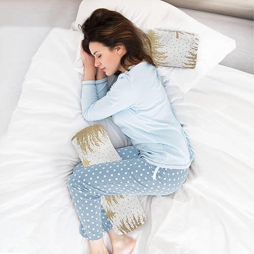 Miniatura 6 de Christmas Gold Bolster Pillows for Bed Neck Roll Pillow Cover Under Knee Round Pillow for Lumbar Support Pillow Cylinder Back Pillow