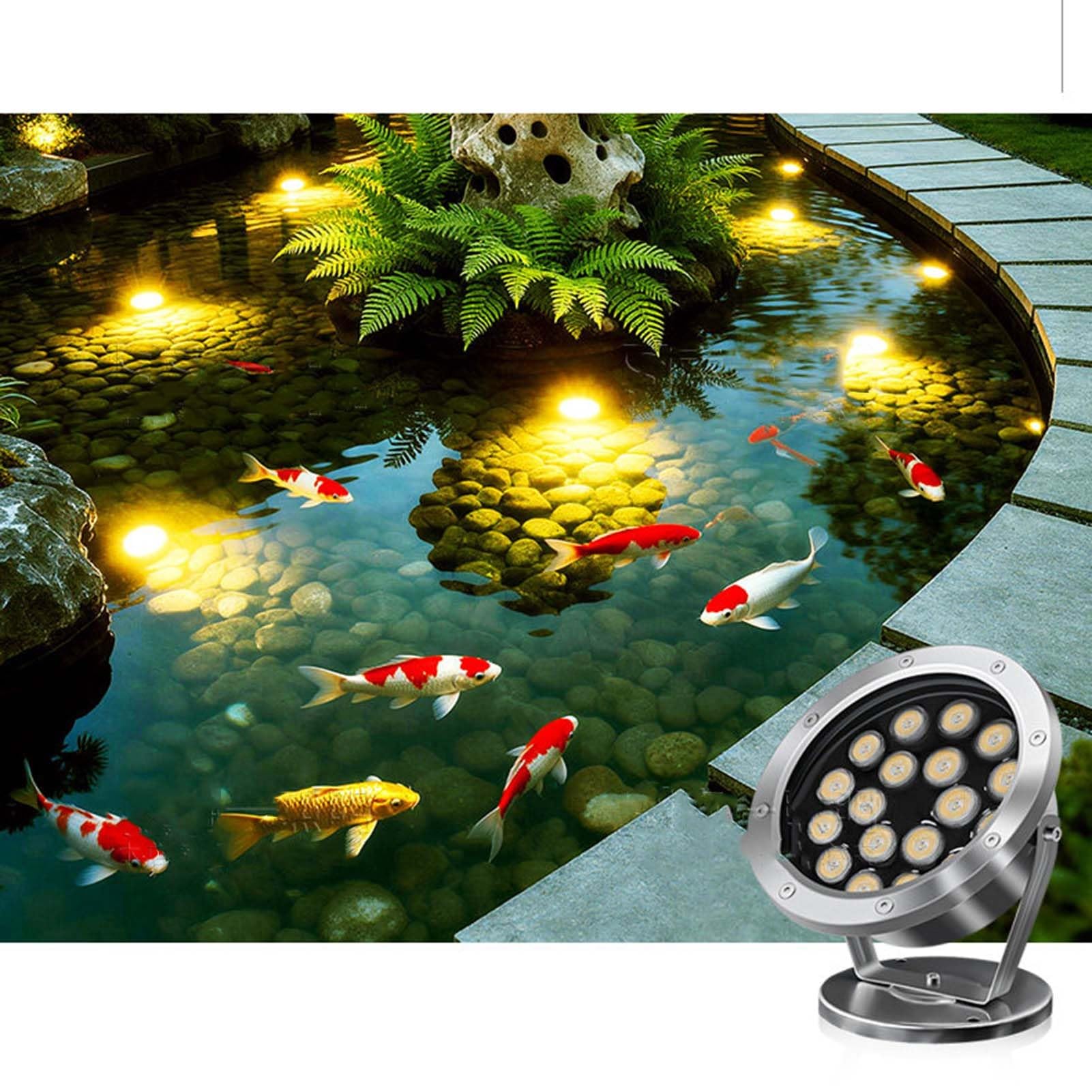 Guoddm Green Underwater Led Lights - 24V Led Submersible Led Fountain, Underwater Pond Spotlight, Ip68 Waterproof Swimming Pond Lamp, Garden Lawn Rockery Illumination Light(,9W)