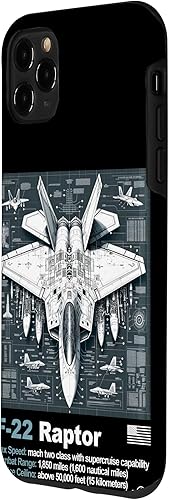 Miniatura 2 de Funda para iPhone 11 Pro Max F22 Raptor Fighter Jet Blueprint Dibujo técnico y especificaciones
