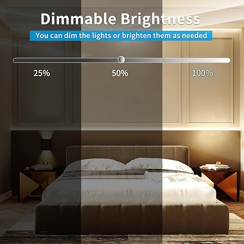 Miniatura 5 de COB - Tira de luces LED de 50 pies, 3000 K CC 24 V, regulable, luz blanca cálida, flexible, para dormitorio, con control remoto y aplicación, tira