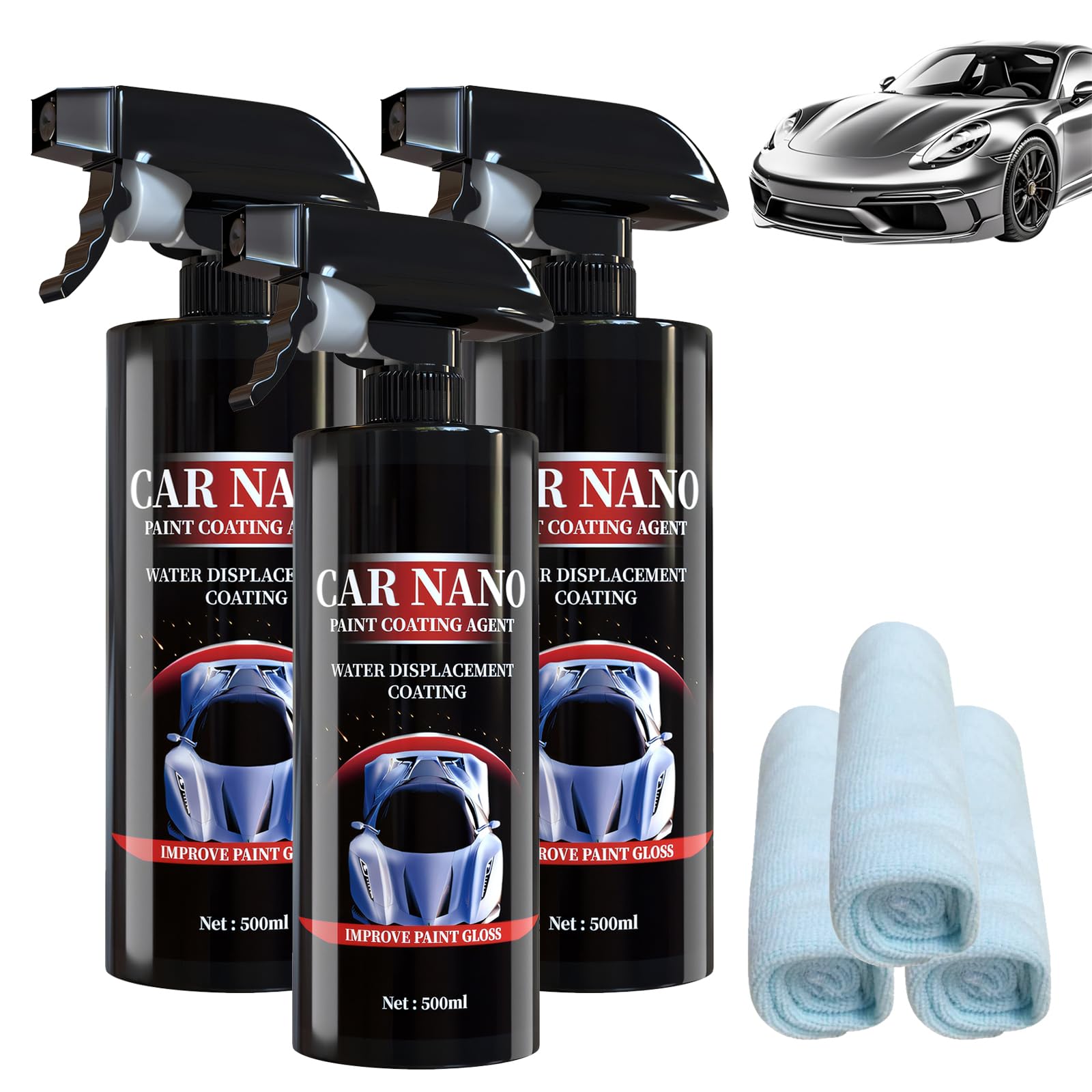 3 In 1 Beschichtungsspray, Nano Car Spray 3 In 1 High Protection Spray Auto Politur Nano Car Scratch Removal Spray Auto Beschichtungsspray High Protection Fast Coated Car Nano Spray (3pcs, 500ml)