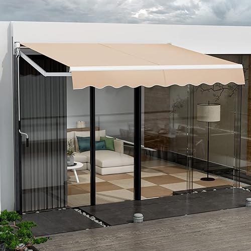 Miniatura 2 de Giantex Toldo retráctil para patio  Refugio solar de 10 x 8.2 pies con manivela manual fácil, estructura de metal resistente, toldo exterior de