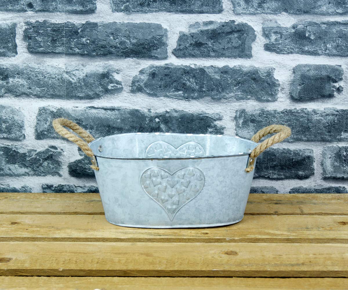 RBN Shabby Chic French Vintage Style Zinc Metal Garden Planter Trough Tub Flower Pot Container Small