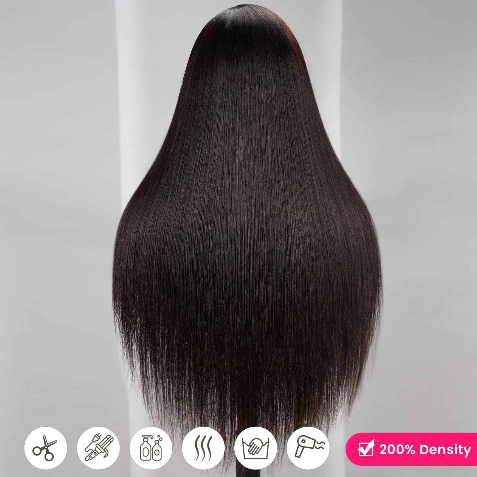 Upgraded Glueless Wigs 13x4 HD Pre Cut Lace Front Wigs Straight 200% Density Brazilian Virgin Human Hair Wigs for Black Women Pre Plucked Bleached Knots with Baby Hair Natural Color 24 inch - Image 3