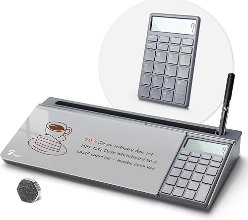 Miniatura 13 de TOWON Pizarra blanca de escritorio pequeña y compacta de vidrio con almacenamiento – Tablero de borrado en seco de 12 x 7 pulgadas para escritorio,