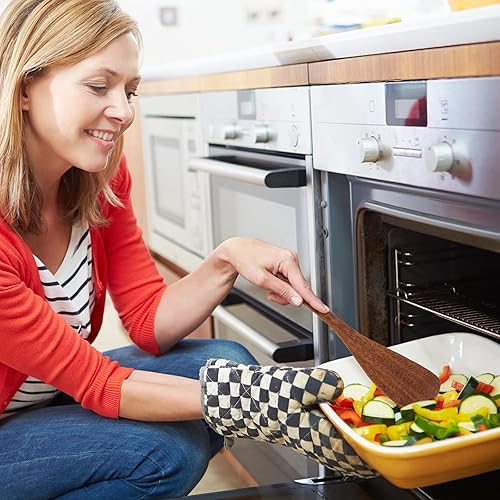 Miniatura 2 de (13 x 3.1 pulgadas), espátula de madera para utensilios de cocina antiadherentes, juego de utensilios de madera para cocinar, espátula inclinada de