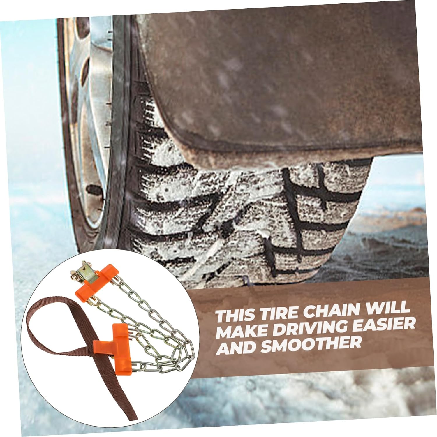 Ski Chain for Car Tires Snow Chains for Car Enhance Traction and Stability Icy Roads