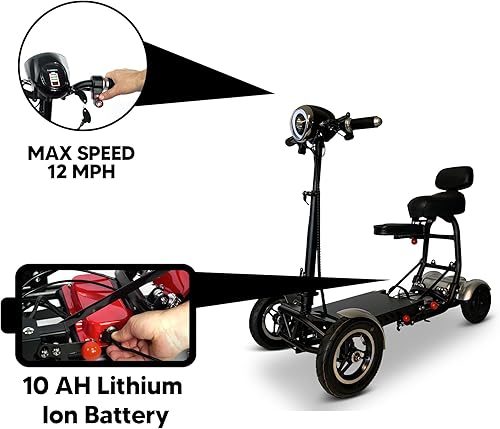 Miniatura 47 de MS-3000 Scooter eléctrico para adultos, scooters plegables para personas mayores, scooter de movilidad de 4 ruedas con silla, scooter eléctrico