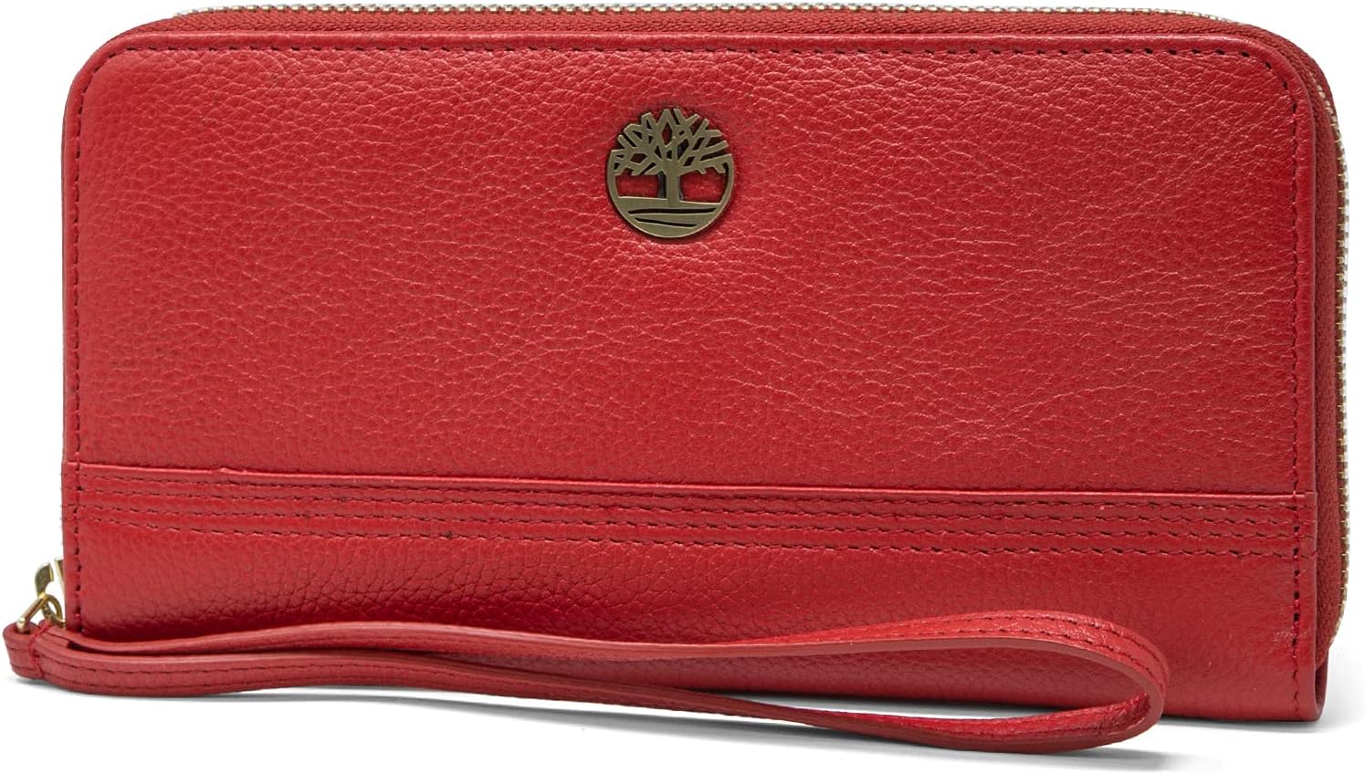 Women's Leather RFID Zip Around Wallet Clutch with Wristlet Strap