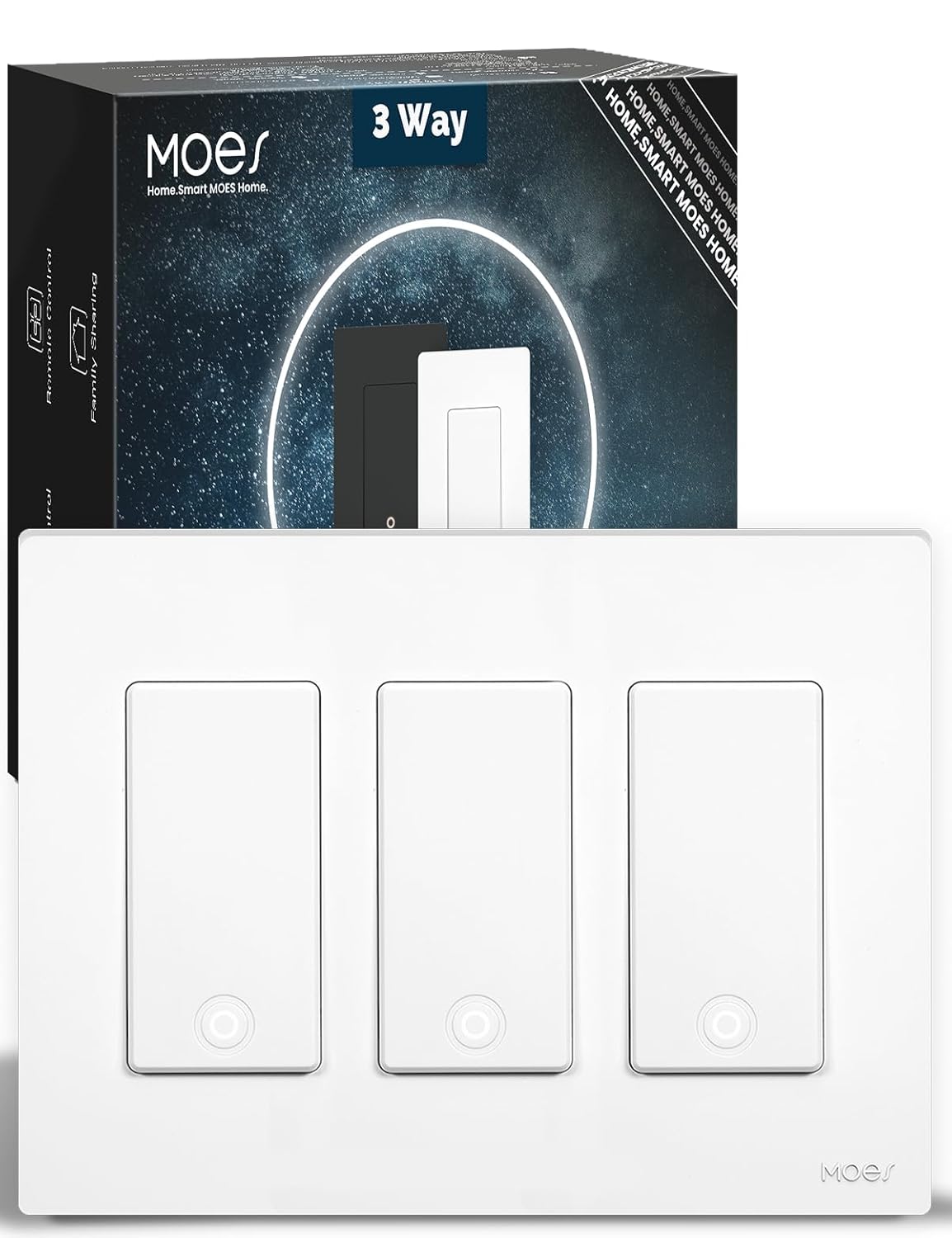 MOES Zigbee 3 Way Light Switch, 3 Gang Smart Wall Switches Single Pole, Require Neutral Wire, Support Remote Control, Compatible with Alexa/Google Assistant