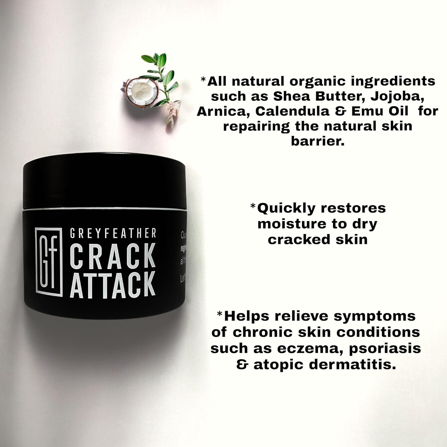 Greyfeather Crack Attack Hand Cream for Dry Cracked Hands Working Hands Cream – Travel Size Moisturizer with Shea Butter & Vitamin E – Anti Aging Hand Cream for Men & Women Non-Greasy & Fast Absorbing