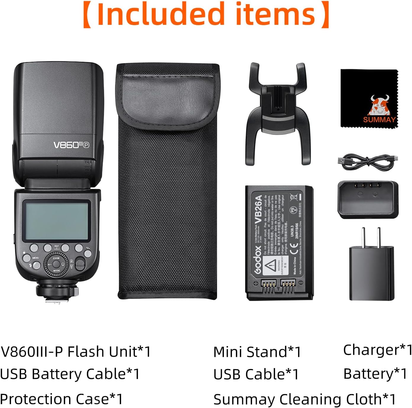 GODOX V860III-P Camera Flash TTL 76Ws Power 1/8000s High-Speed Sync GN60 1.5s Recycle Time, 2W Modeling Lamp 5300K±200K Color Temperature, Quick-Release Lock, Suitable for Pentax Series Cameras