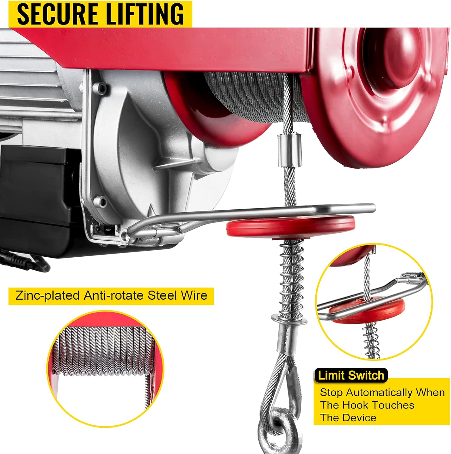 VEVOR Electric Hoist 1800LBS With Wireless Remote Control & Single/Double Slings Electric Winch, Steel Electric Lift, 110V Electric Hoist For Lifting In Factories, Warehouses, Construction Site : Industrial & Scientific
